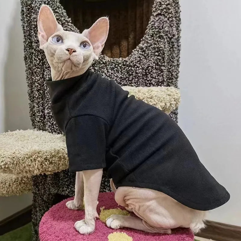 Sphynx Cat Clothes Winter Thick Pet Clothes for Small Dogs Cats Pullover Shirt Soft Warm Hairless Cat Pajamas Dachshund Clothing