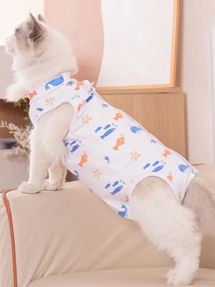 Small Dogs Cat Sterilization Jumpsuit Cats Anti-licking Surgery Recovery Clothing Breathable Pet Anti-scratch Vest Printed Suit