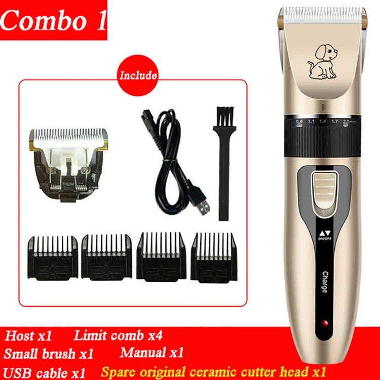 Dog Hair Clipper Pet Hair Trimmer Set Puppy Grooming Electric Shaver Ceramic Blade Cat Accessories Cordless Charging Professiona