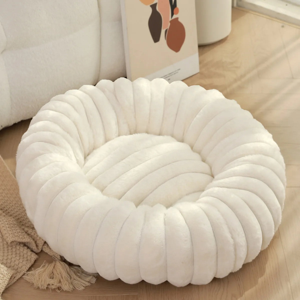 New Pet Nest Long Hair Round Cat Nest Winter Warm Plush Cat Mat Cat Nest