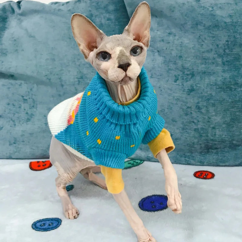 Cute Sphynx Cat Sweater Pullover Winter Warm Pet Clothes for Cats Kedi Kitten Costume Puppy Clothing Mascotas ropa para gatos