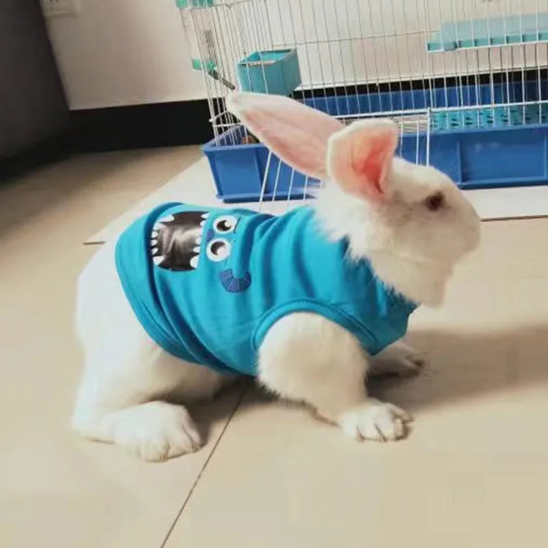 Pet Vest for Rabbit Cats Summer Breathable Rabbits Clothes Non-stick Hair Sweet Print Bunny Clothing Pajamas ubranko dla kota