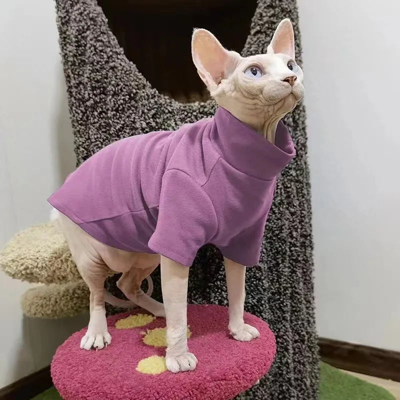 Sphynx Cat Clothes Winter Thick Pet Clothes for Small Dogs Cats Pullover Shirt Soft Warm Hairless Cat Pajamas Dachshund Clothing