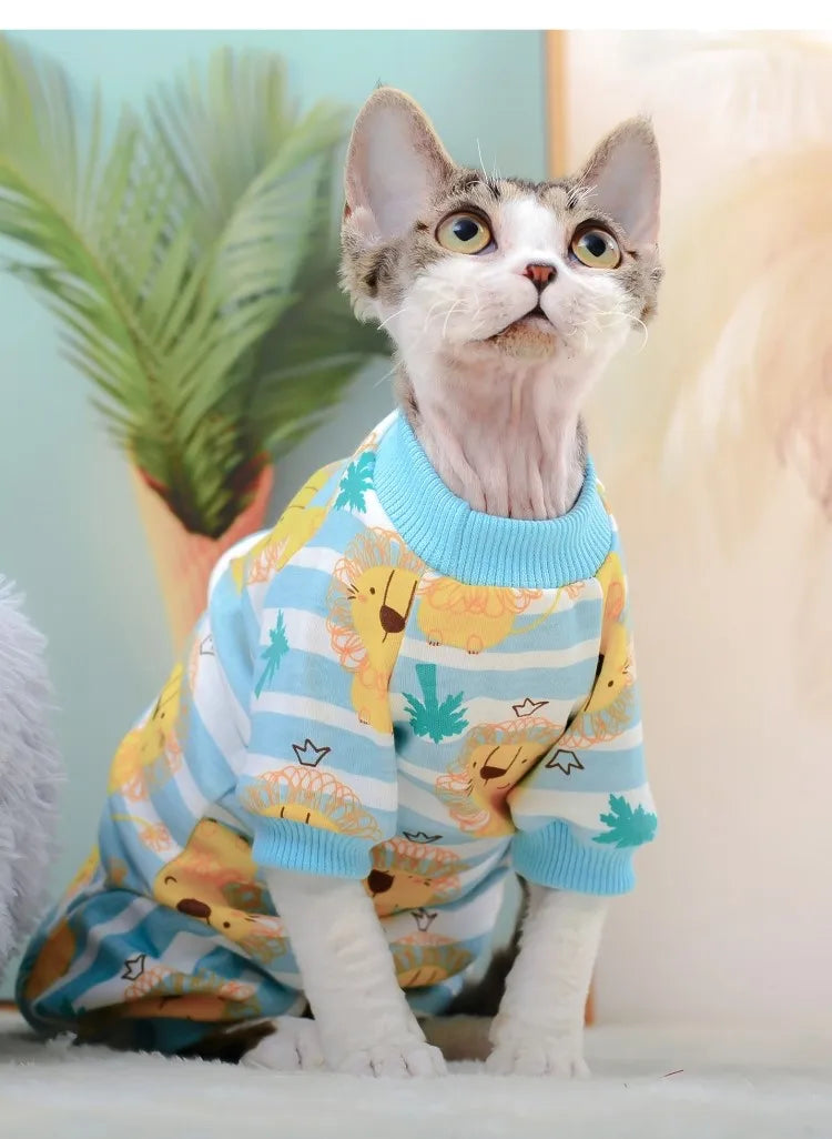 Sphynx Cat Clothes Cute Cotton Kitten Cat Jumpsuit Warm Cats Overalls Hoodies Costumes For Sphinx Devon Cat ropa para gato