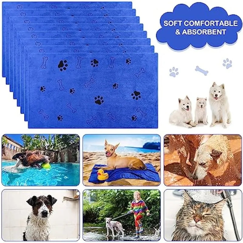 1pc Quick-Drying Microfiber Dog Towel Absorbent Pet Bath Product Fiber Quick-drying Bath Towel Car Wiping Cloth Pet Supplies