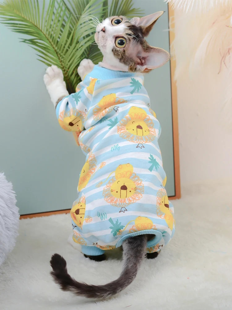 Sphynx Cat Clothes Cute Cotton Kitten Cat Jumpsuit Warm Cats Overalls Hoodies Costumes For Sphinx Devon Cat ropa para gato