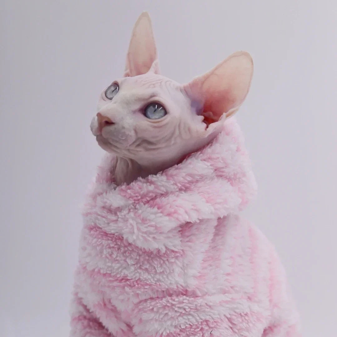 DUOMASUMI Soft Double-sided FluffY Winter Jacket Warmth Coat for cat Thickening Sphinx Sphynx Cat Clothes  Hairless Cat Outfits