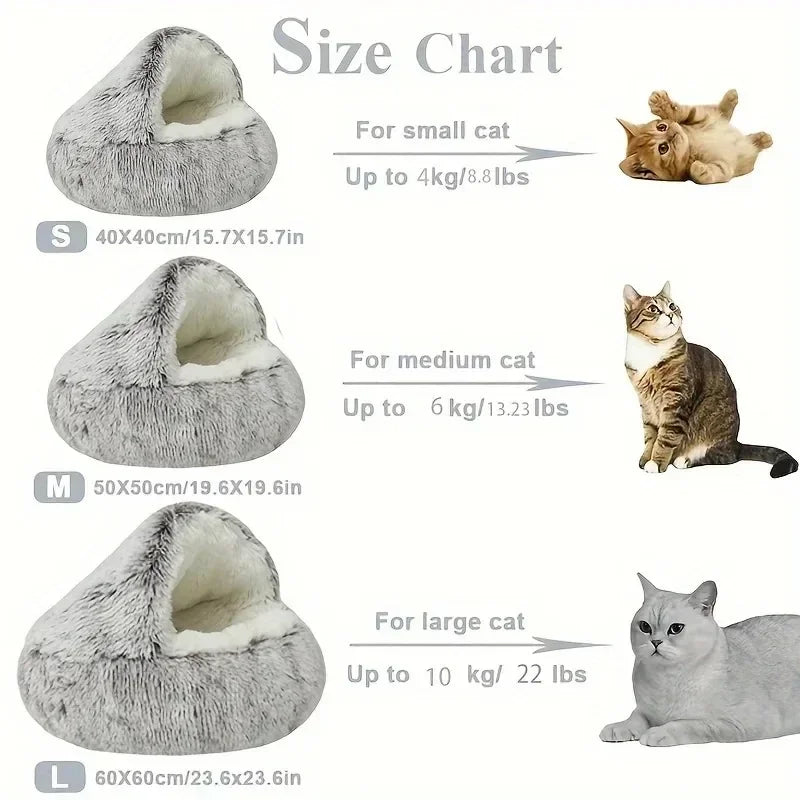 Winter Plush Pet Cat Bed Round Cat Cushion Cat House 2 in 1 Warm Cats Basket Pet Sleep Bag Kitten Nest Kennel for Small Dog Cats