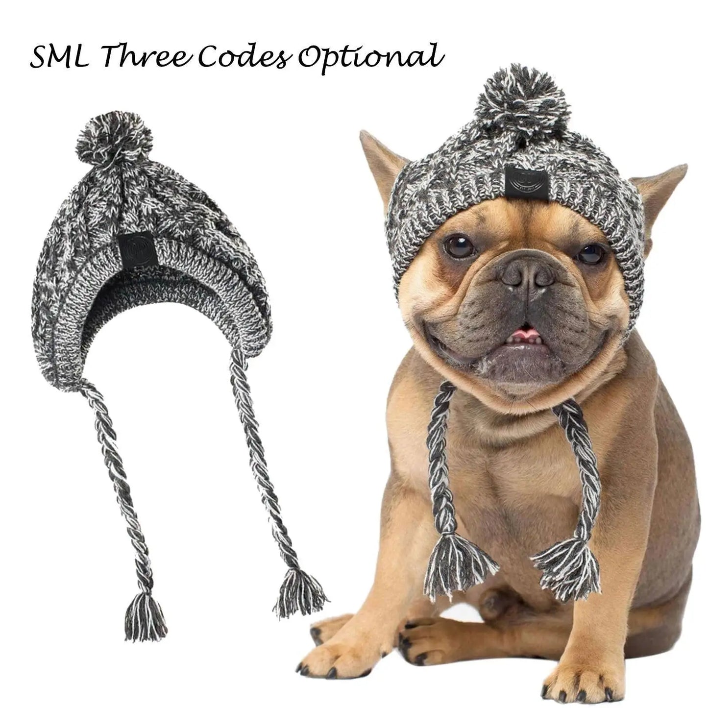 Winter Warm Dog Hats Windproof Knitting French Bulldog Hat For Dogs Chihuahua Hat Fluffy Ball Pet Hat Puppy Accessories