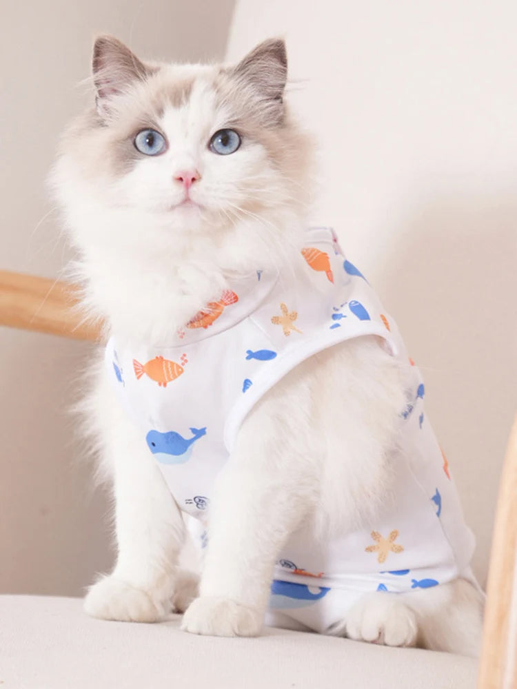 Small Dogs Cat Sterilization Jumpsuit Cats Anti-licking Surgery Recovery Clothing Breathable Pet Anti-scratch Vest Printed Suit