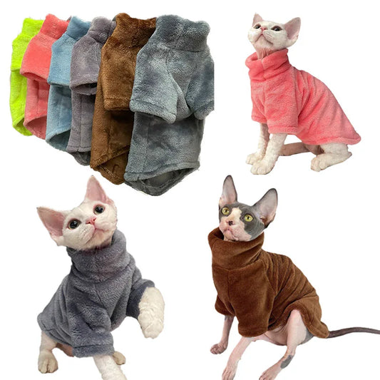 Warm Sphynx Cat Turtleneck Coat for Small Medium Dogs Clothes Jacket Kitten Costume French Bulldog Poodle Pug Outfits Sweater