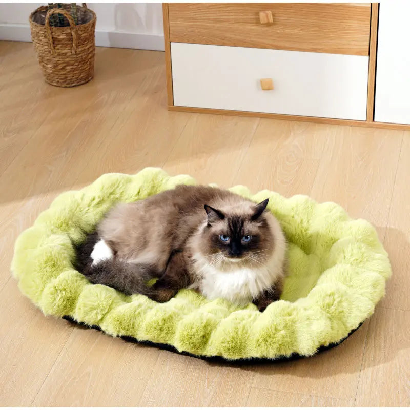 Plush Pet Nests Winter Cat Nests Dog Nests Warm Thick Pet Mat Detachable Washable Oval Cat Bed Pet Beds Seasonal Decorations