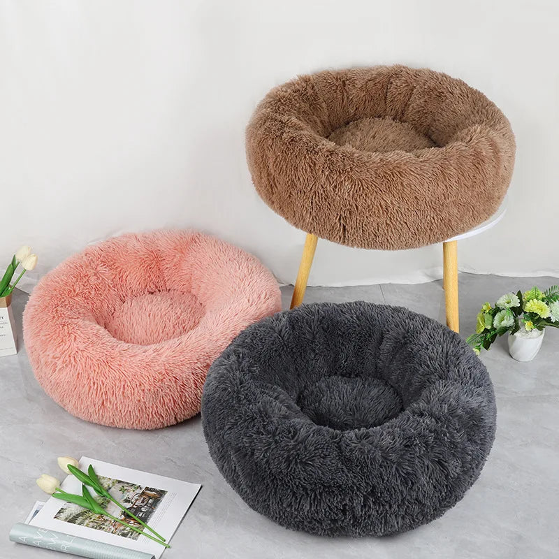 Home Plush Pet Nest Winter Cat Nest Dog Nest Warm Detachable and Washable Round Cat Nest Pet Bed Seasonal Universal Decoration