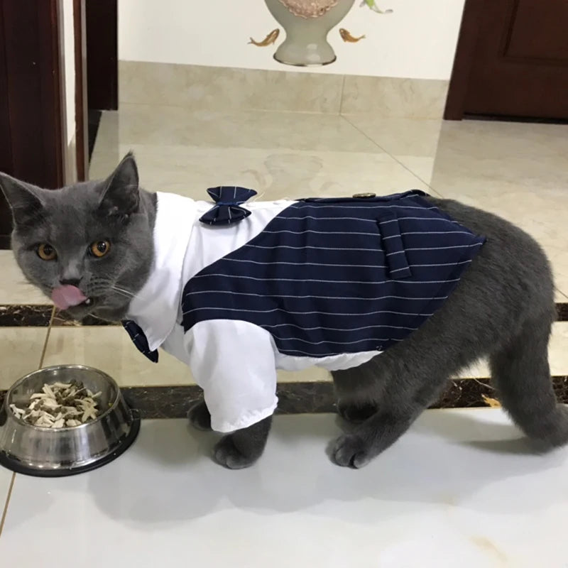 Handsome Cat Dog Party Suit Clothing Solid Fashion Pet Jacket for Cats Small Dogs Wedding Birthday Partying Clothes Costume